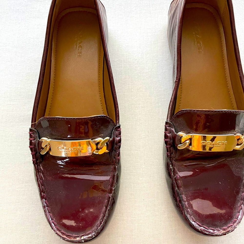 Coach Olive Moc Toe patent leather loader